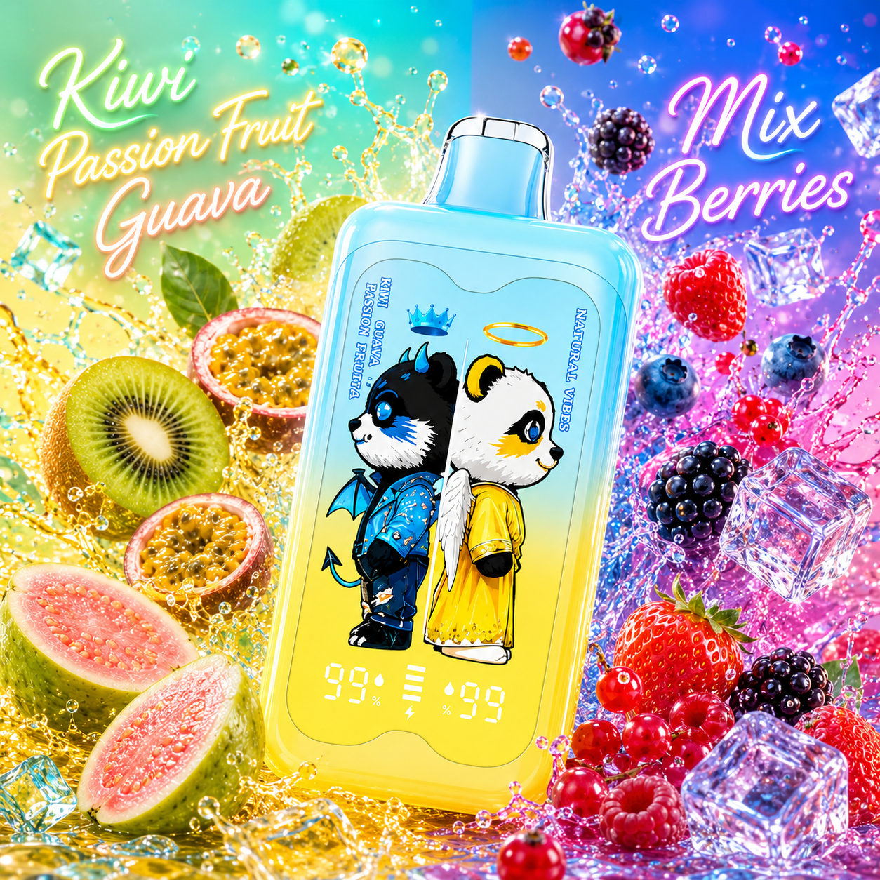 🥝 Kiwi Passion Fruit Guava + 🫐 Mix Berries